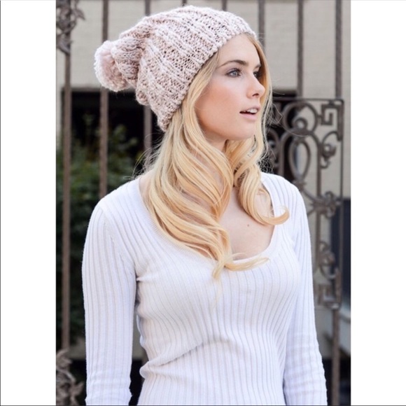 ✨LAST ONE✨Pink Slouchy Soft Sheen Beanie - Picture 3 of 4